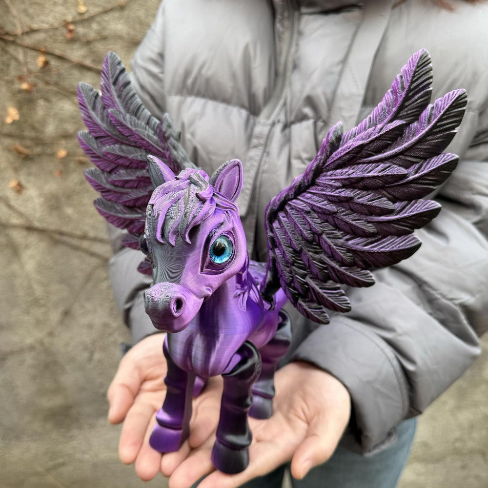 Pegasus Flying Horse Figurine Articulated 3D Printed – Large Poseable Mythology Fantasy Sculpture 10 Color Styles, Movable Joints Desk Decor Unique Gift for Kids Adults Horse Lovers