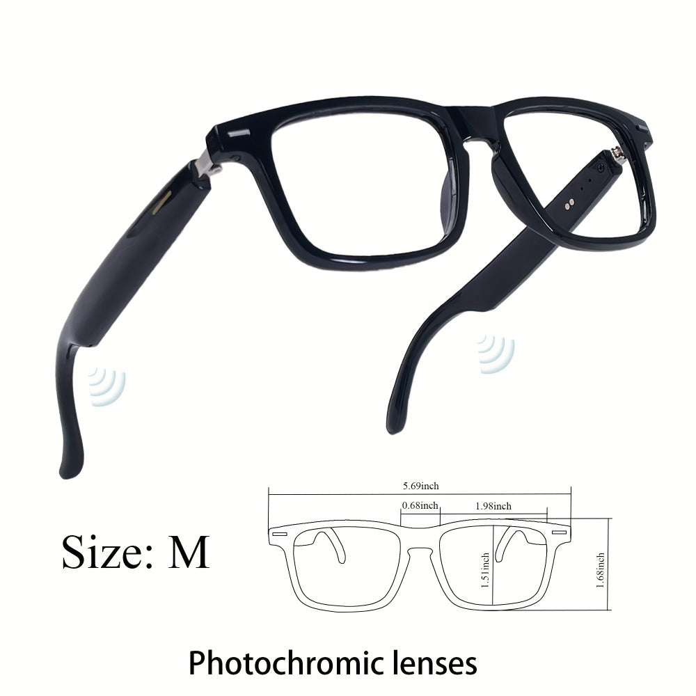 AI Smart Glasses with GPT Voice Assistant & Real-Time Translation 160+ Languages – Photochromic Lenses, Anti-Blue Light, Built-in Speaker & Mic, Unisex Wearable Tech Eyewear
