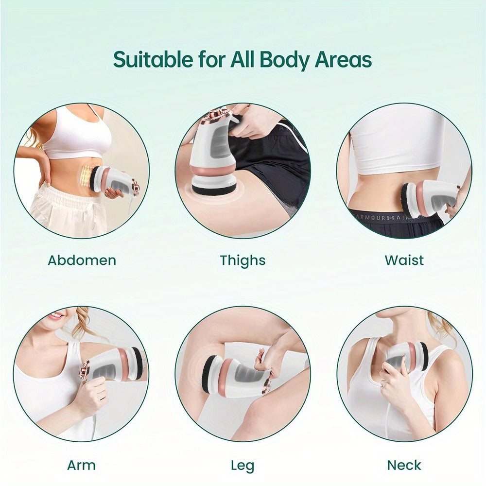 Handheld Body Massager with 5 Interchangeable Heads & 3 Washable Pads – Adjustable Vibration Intensity, Full Body Muscle Relief for Abdomen, Waist, Arms, Buttocks & Legs, Portable Electric Massage Machine