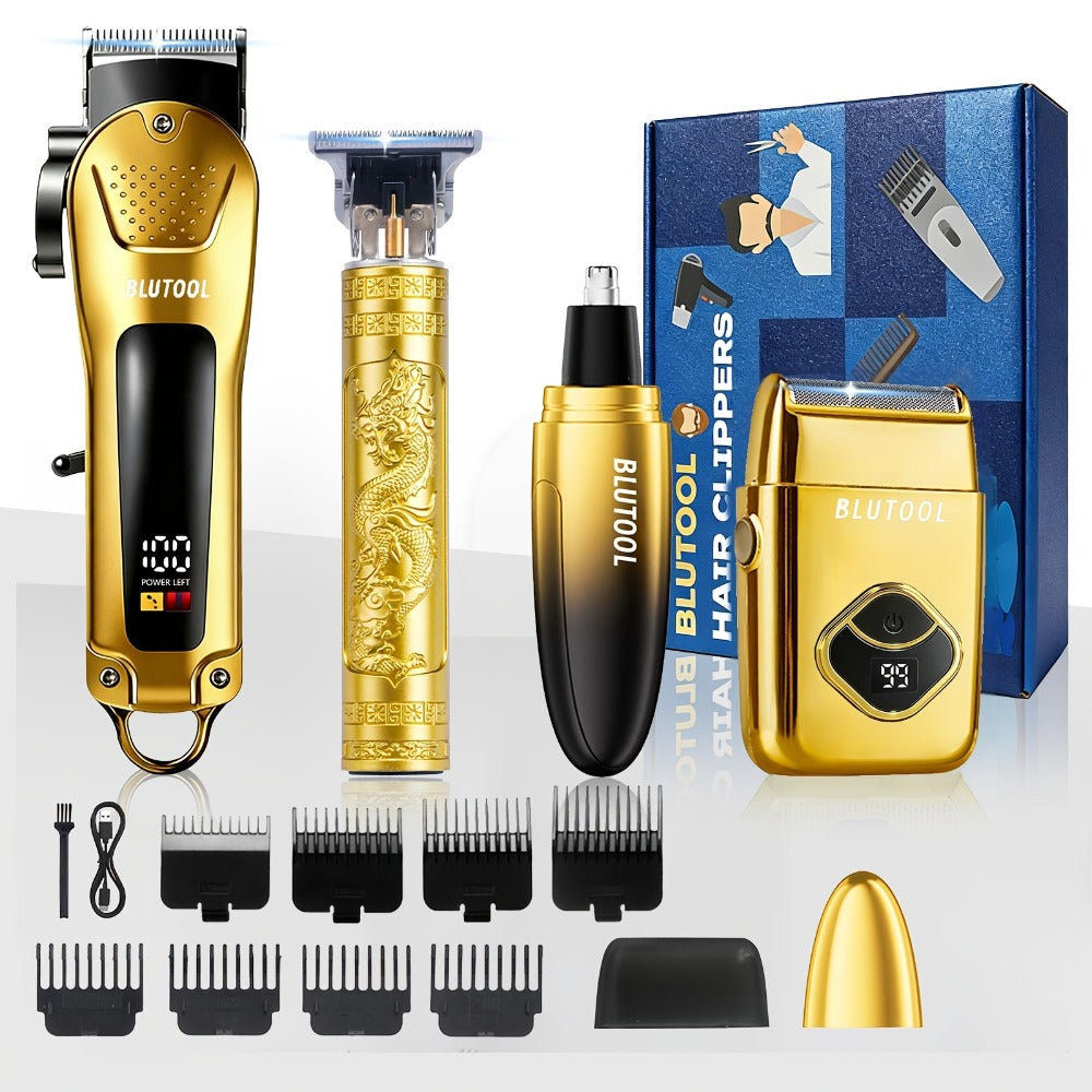 Men's Grooming Kit Hair Clipper & Electric Shaver USB Rechargeable Cordless LED Display – Precision Beard Trimmer Face Shaver Set for Hair Trimming Styling, Grooming Gift for Dad Husband Boyfriend