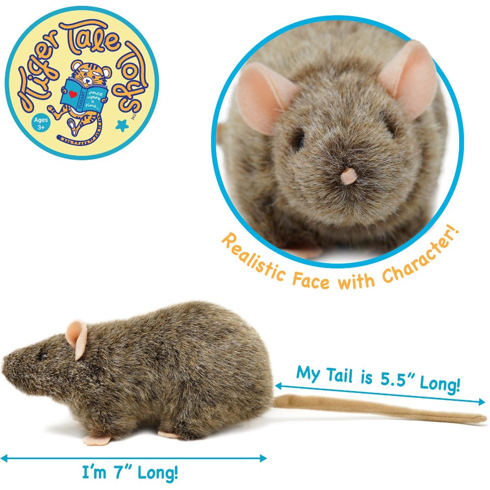 Reuben The Rat Plush, 7-Inch Norway Rat with Story Card