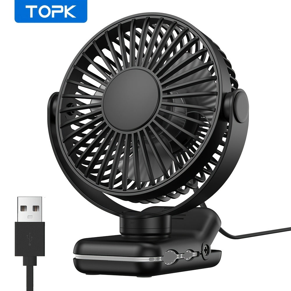 Clip on Fan USB Desk Fan, Brushless Motor Whisper Quiet Portable Mini Fan with Strong Clamp, USB Powered Personal Cooling Fan for Office Bedroom Dorm Stroller, 360° Adjustable, Black Pink