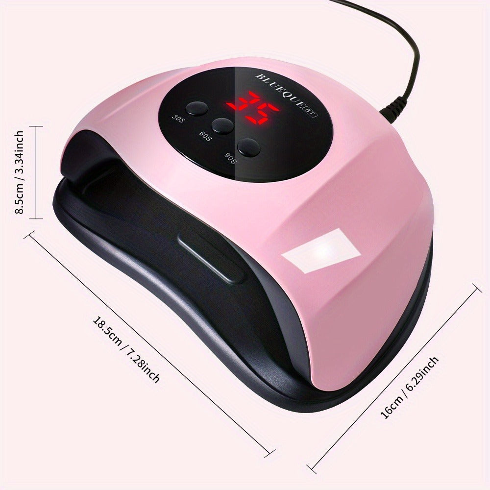 LED Nail Lamp Professional LCD Display Auto Sensor 4 Timer Settings USB Powered Instant Gel Polish Curer No Adapter Needed for Home Salon Manicure Pedicure DIY Nail Art Pink White