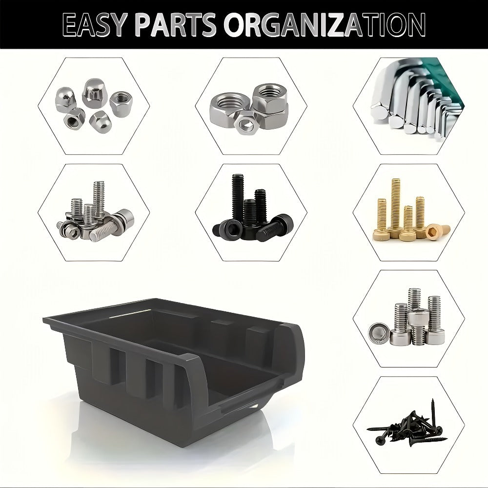 Plastic Parts Storage Bins Wall Mount 30pcs – Heavy Duty Small Hardware Organizer for Screws, Nuts, Bolts & Nails | Multi-Tier Wall Shelf System for Garage, Workshop & Craft Room | Space-Saving Bin Rack