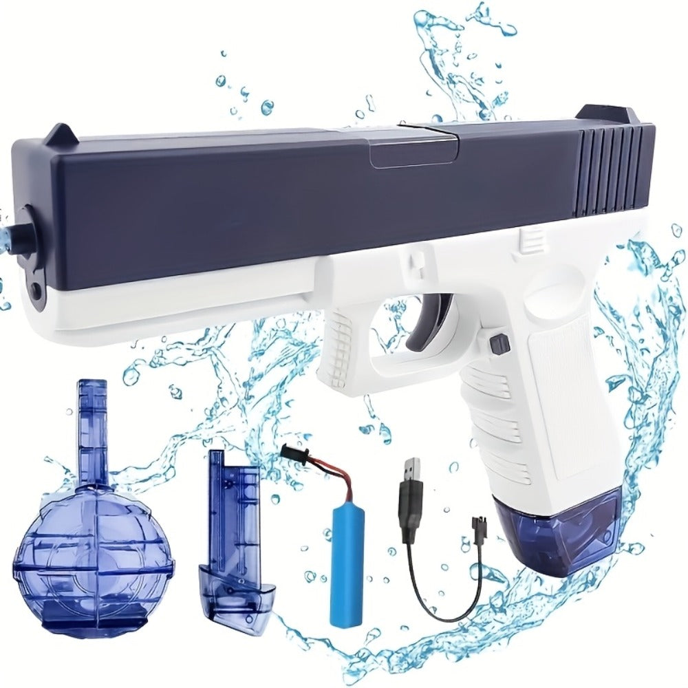 Dual-Magazine Automatic Water Gun in Blue or Pink for Outdoor Play