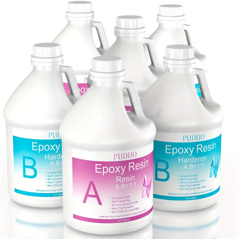 Ultra-Clear Epoxy Resin Kit 1 2 3 Gallon Fast Curing Bubble-Free Non-Yellowing – 2-Part AB Epoxy for Coatings Casting Countertops River Tables & DIY Crafts