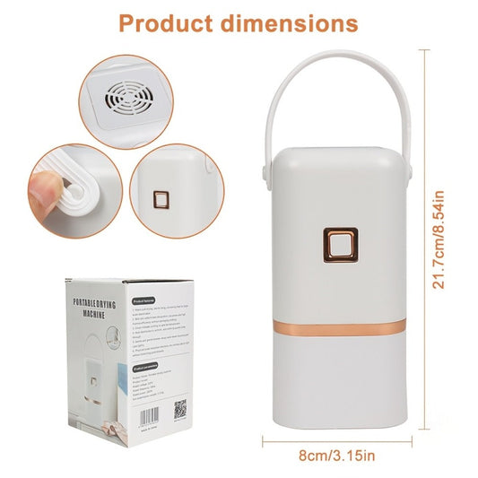 Foldable Portable Electric Clothes Dryer - Pure White with Gold Frame