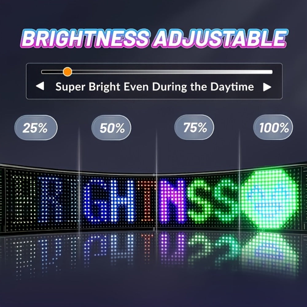 Flexible LED Matrix Screen Display DIY Text Picture & GIF – App & Remote Control, 5V USB Powered | 16x32 to 16x144 | Car, Store, Bike, Event & Holiday Signage