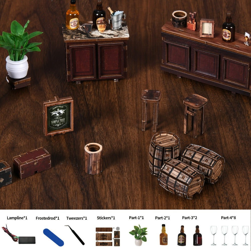 Miniature Book Nook Kit – Corner Lounge DIY 3D Wooden Bookshelf Insert