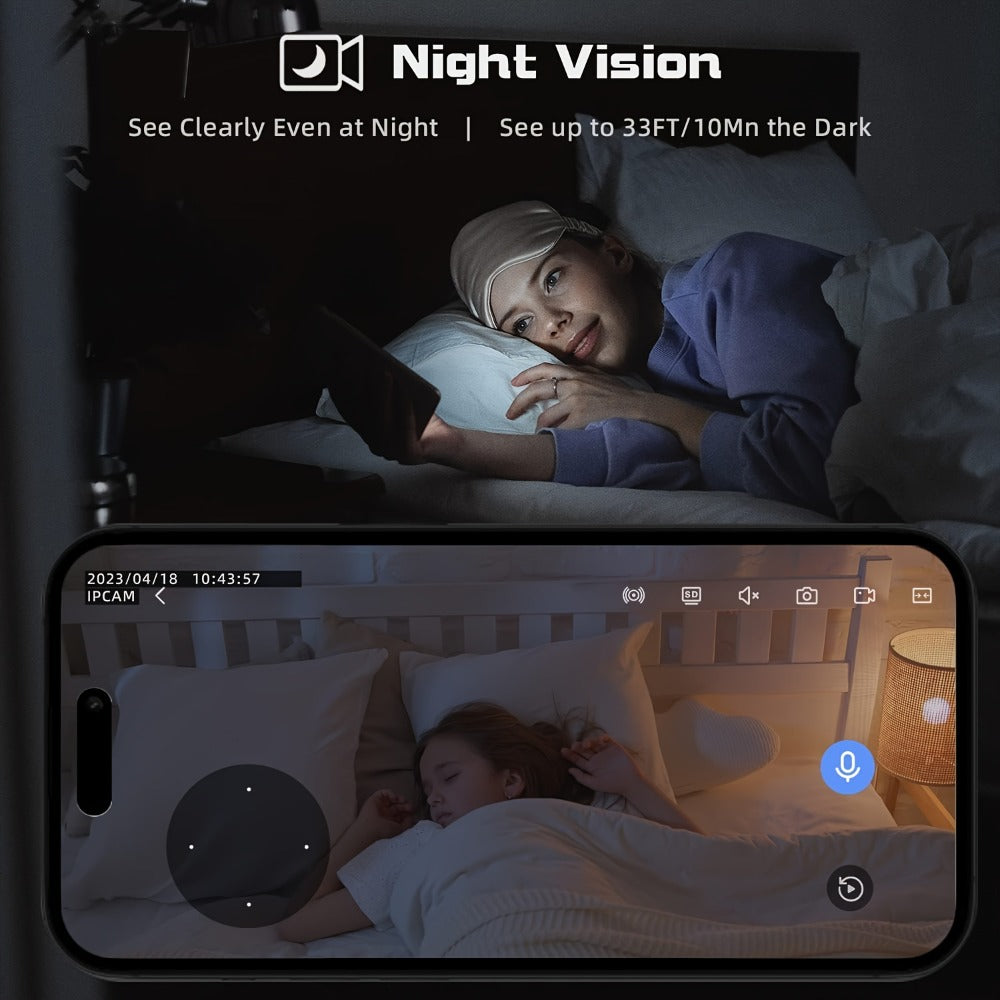 4MP Indoor Security Camera 360° Rotatable with Human Tracking, Motion Detection, Dual-Channel WiFi 2.4G & 5G, Color Night Vision, Two-Way Audio & App Control – Home Surveillance Camera