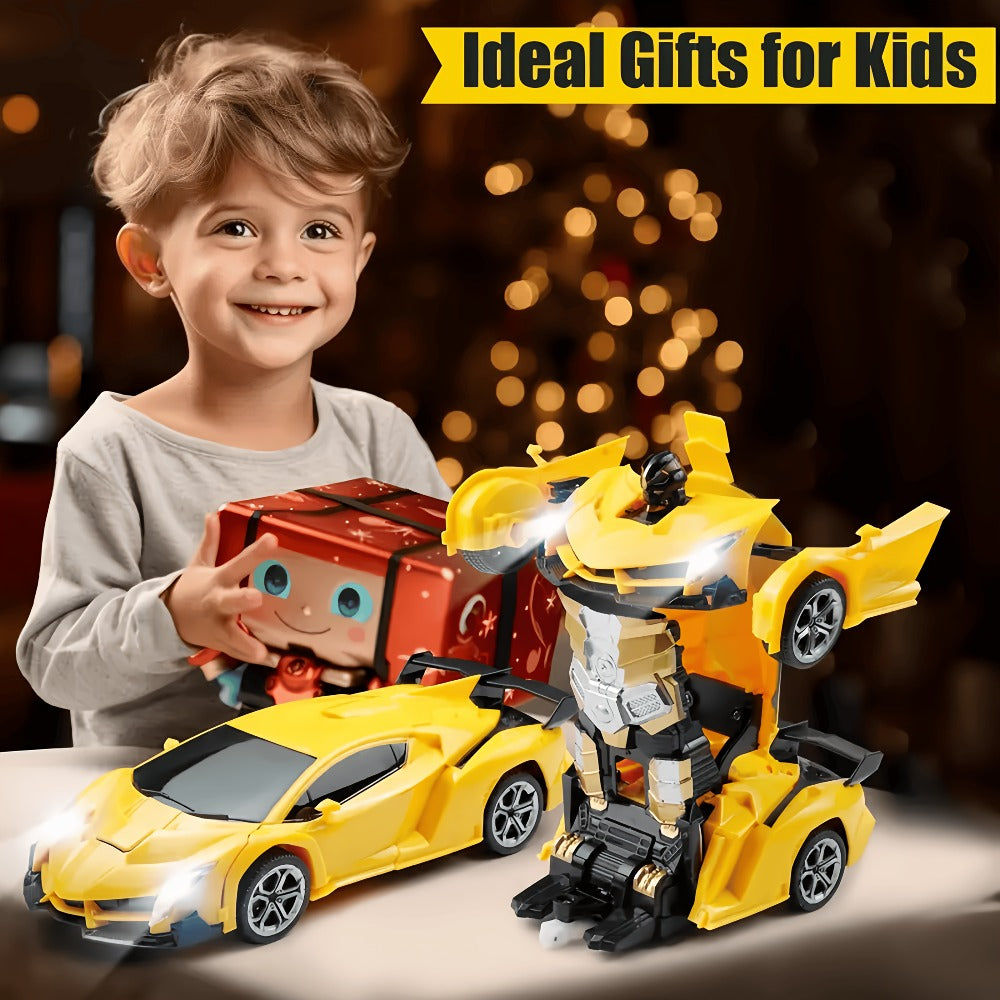 Transforming RC Robot Car, 1:18 Scale with LED Lights and 360° Drift