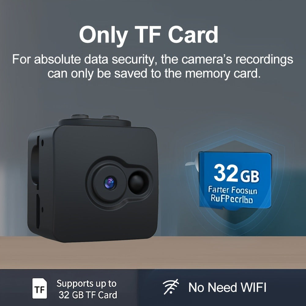 No WiFi Security Camera with SD Card Portable Rechargeable, Plug-and-Play Loop Recording, Hidden Spy Cam for Home Baby Monitor Nanny Pet Office Surveillance – Compact Offline Standalone Camera