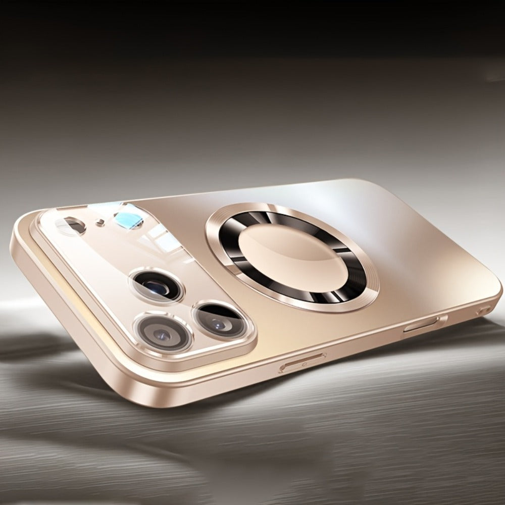 Titanium Matte iPhone Case Magnetic Wireless Charging Shockproof Glass Lens Cover for iPhone 17 Pro Max 17 Pro 17 Air 17 16 Pro Max 16 Pro 16 Plus 16 15 Pro Max 15 Pro 15 Plus 15 14 Pro Max 14 Pro 14 Plus 14