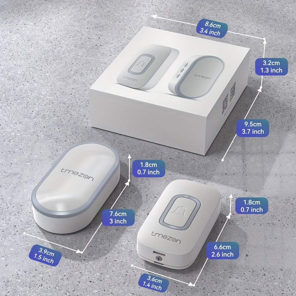 USB Plugin Wireless Doorbell Kit with 60 Melodies, 5 Volume Levels & Colorful LED Indicator, 1000ft Range, Silent Mode, Battery-Powered Transmitter, No Wiring for Home Office Apartment Elderly