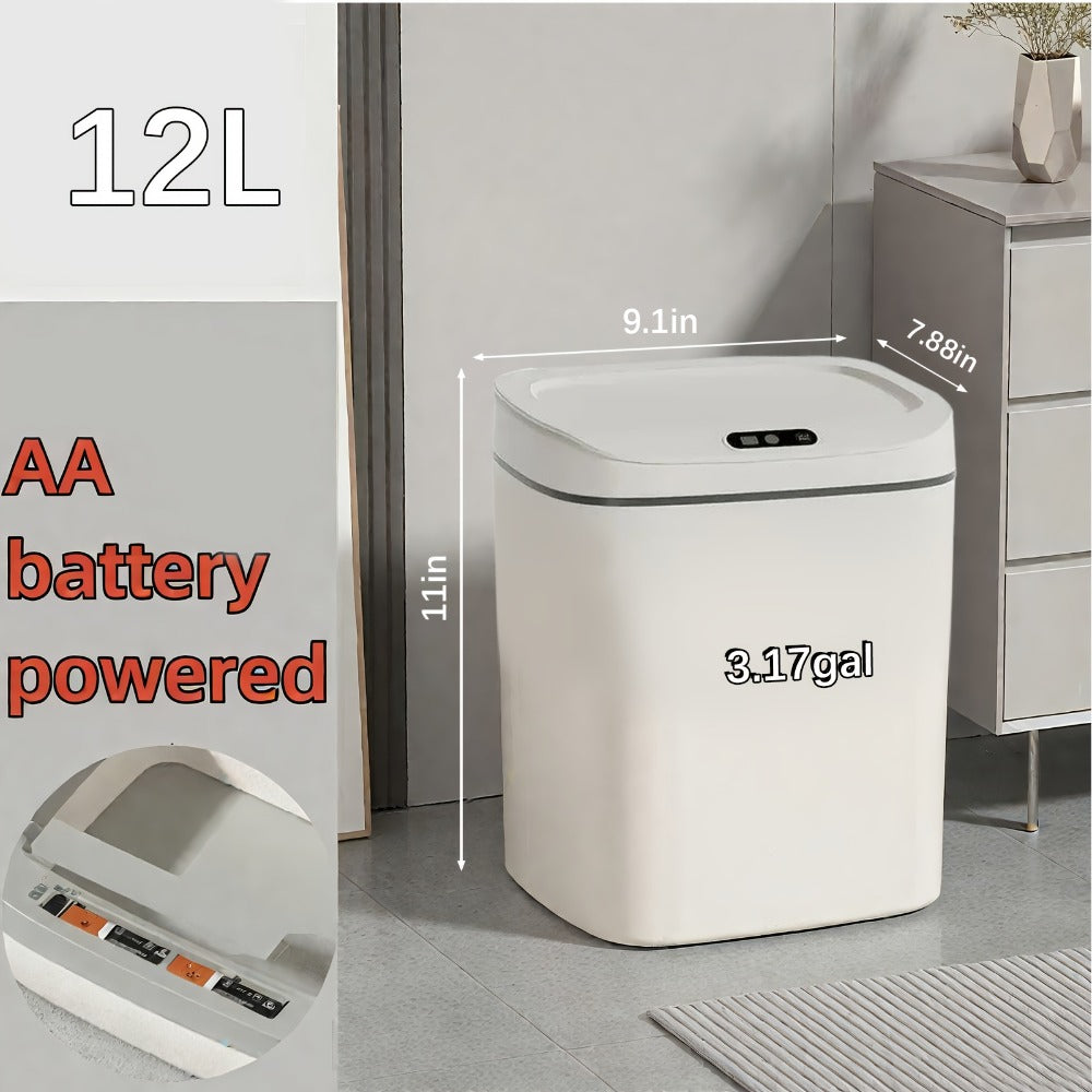 Motion Sensor Trash Can Silent Slow-Close Lid – Touchless Infrared Auto Open, Touchpad Control, Battery Operated | 2.91 Gal Mini & 4.49 Gal | Home Office Kitchen Bathroom Bedroom