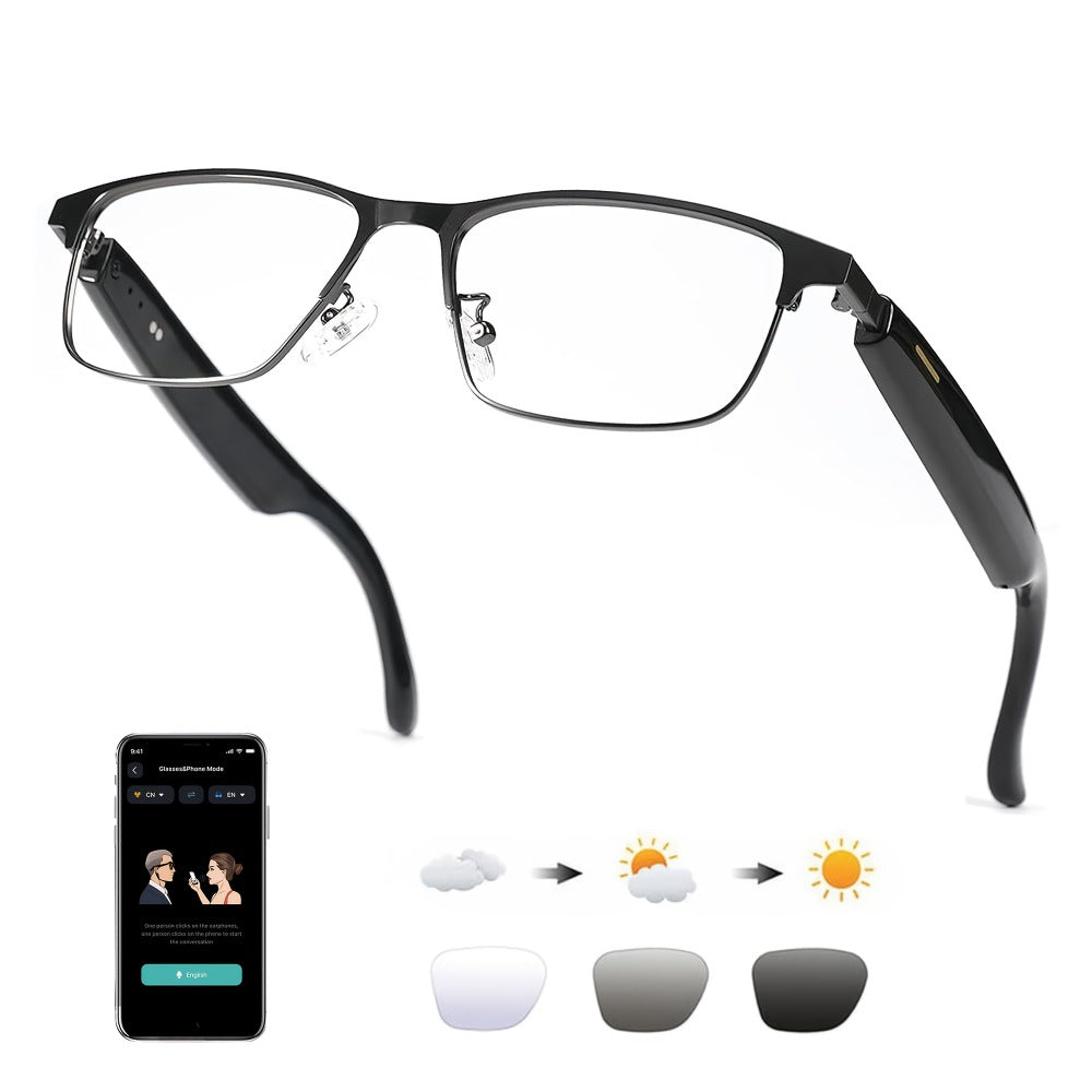 AI Smart Glasses with Real-Time Translation for 160+ Languages, ChatGPT Voice Assistant, HD Calls & Hi-Fi Music – Open-Ear Audio Glasses for Men & Women