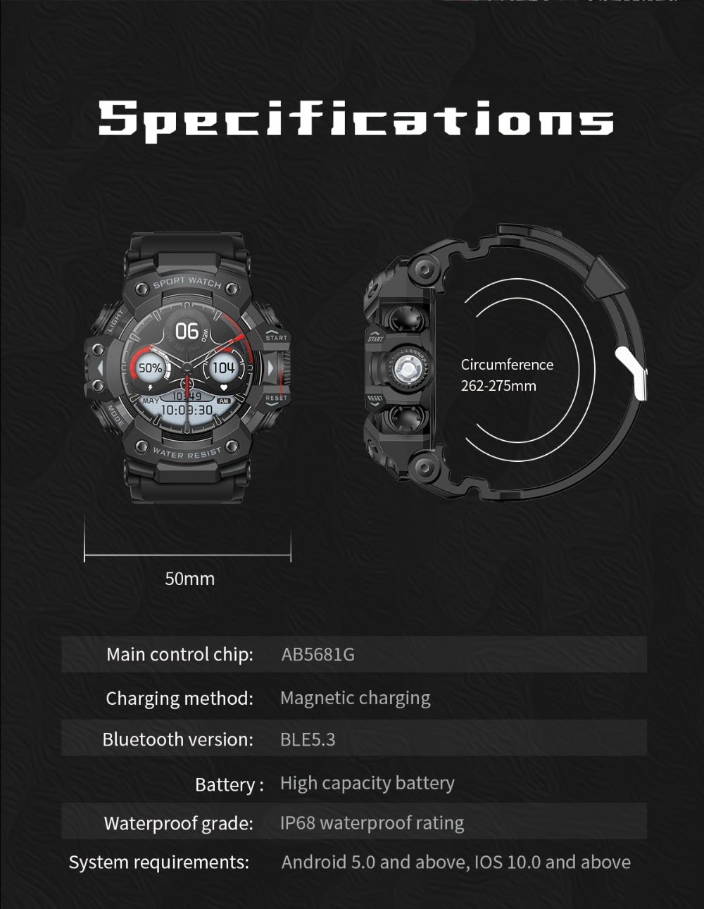 Tactical Smartwatch for Men, LED Flashlight & SOS Emergency, 1.32" TFT Screen, Bluetooth Calling, 100+ Sport Modes, Heart Rate SpO2 Sleep Tracker, Camouflage & Matte Colors – iPhone & Android Compatible