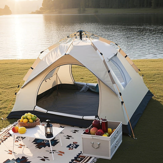 Pop-Up Beach Tent with Two Doors, Optional Windows, Moonlight White, 210 × 150 × 125 cm