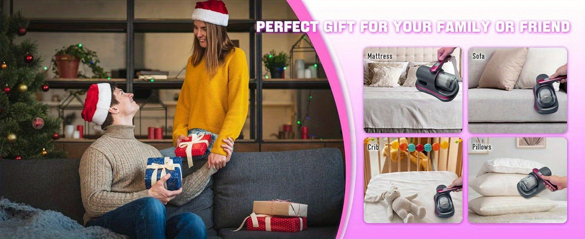 Mattress Vacuum Cleaner Handheld Bed Deep Cleaning with Super Suction & Washable Filter - Low Noise Design for Beds, Sofas, Pet Hair & Carpets, Portable Lightweight Upholstery Vacuum, 2025 Upgrade