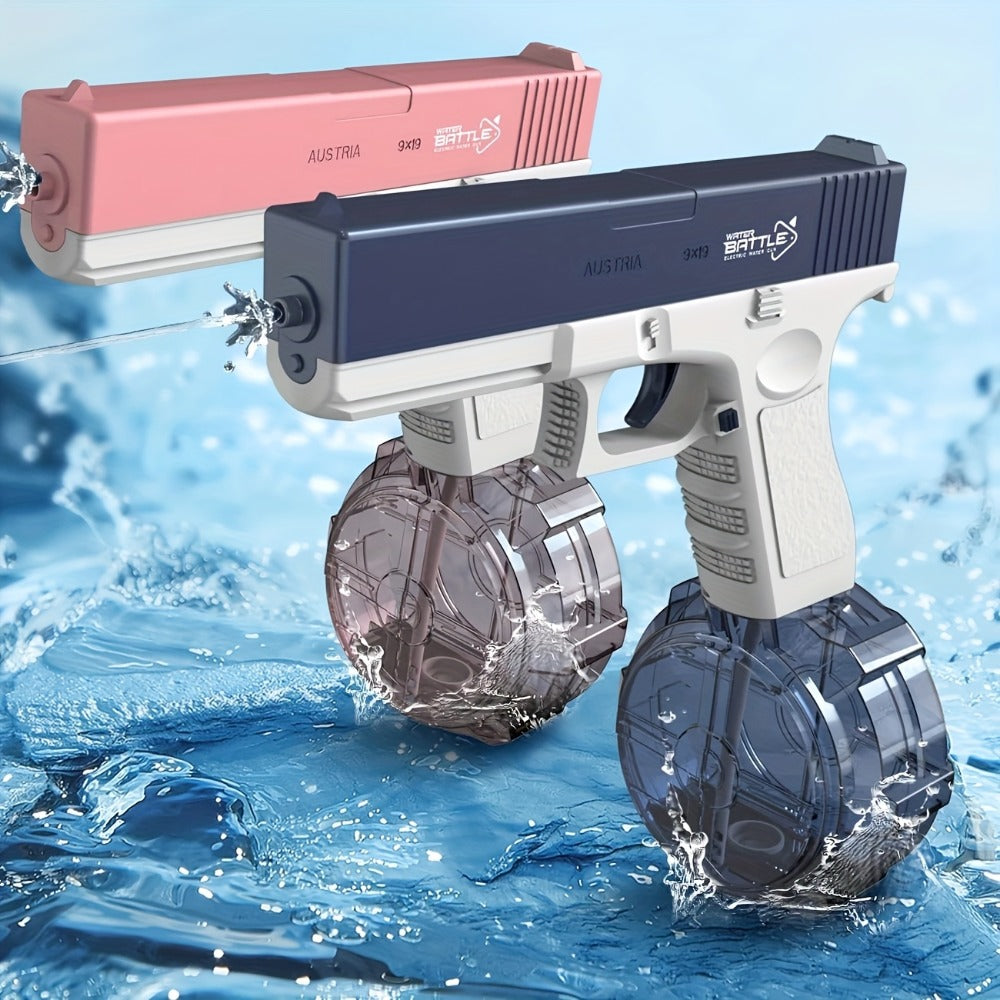 Dual-Magazine Automatic Water Gun in Blue or Pink for Outdoor Play