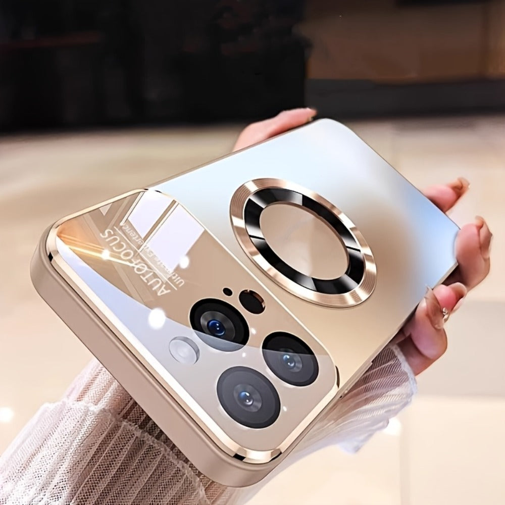 Titanium Matte iPhone Case Magnetic Wireless Charging Shockproof Glass Lens Cover for iPhone 17 Pro Max 17 Pro 17 Air 17 16 Pro Max 16 Pro 16 Plus 16 15 Pro Max 15 Pro 15 Plus 15 14 Pro Max 14 Pro 14 Plus 14