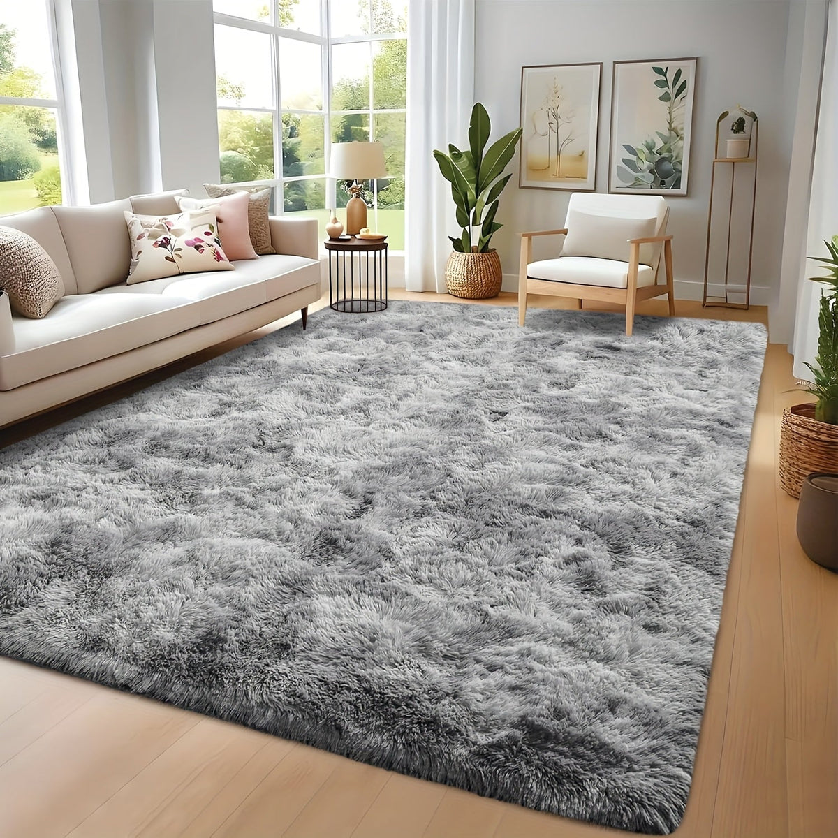 Tie-Dye Shaggy Fluffy Area Rug Non-Slip Machine Washable – Soft Plush Fuzzy Carpet for Bedroom, Living Room, Hallway & Dorm – 6 Colors, 4 Sizes: 2x6, 3x5, 6x9, 8x10 Ft