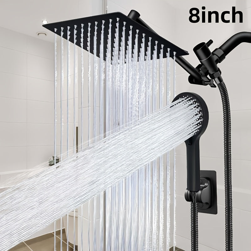 Rain Shower System with Handheld Shower Head – High Pressure Rainfall Showerhead Combo Copper Diverter Anti-Clog 8 10 12 Inch