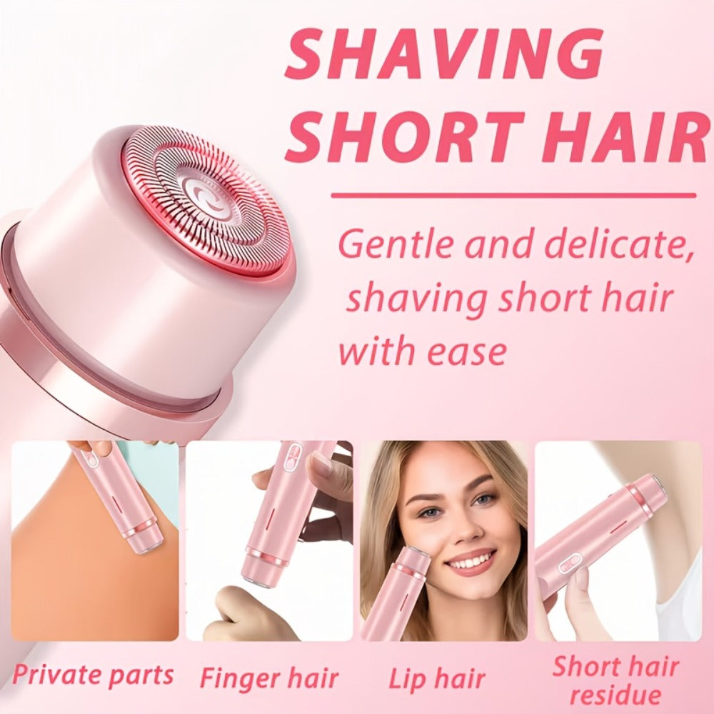 Women's Electric Body Shaver Painless Hair Removal — 2-in-1 Lady Razor for Face Nose Bikini Legs Underarms, Wet Dry Use, IPX6 Waterproof, USB Rechargeable, Portable Travel Shaver
