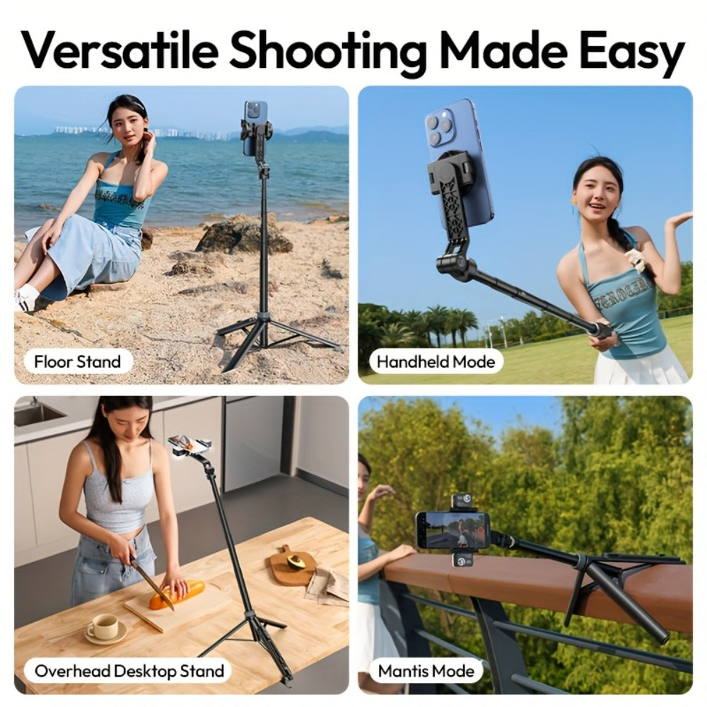 ULANZI TT88 Phone Tripod 57 Inch with 2 Cold Shoe Mounts & Magnetic Phone Clip – Extendable Selfie Stick Aluminum Travel Tripod for iPhone Android Vlogging Video Recording Photography TikTok YouTube