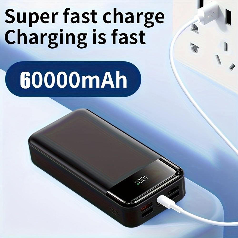 60000mAh Power Bank 22.5W Fast Charging with Built-in Light LED Power Display Removable Emergency Battery Pack for Android iPhone Phones Tablets Outdoor Travel Camping