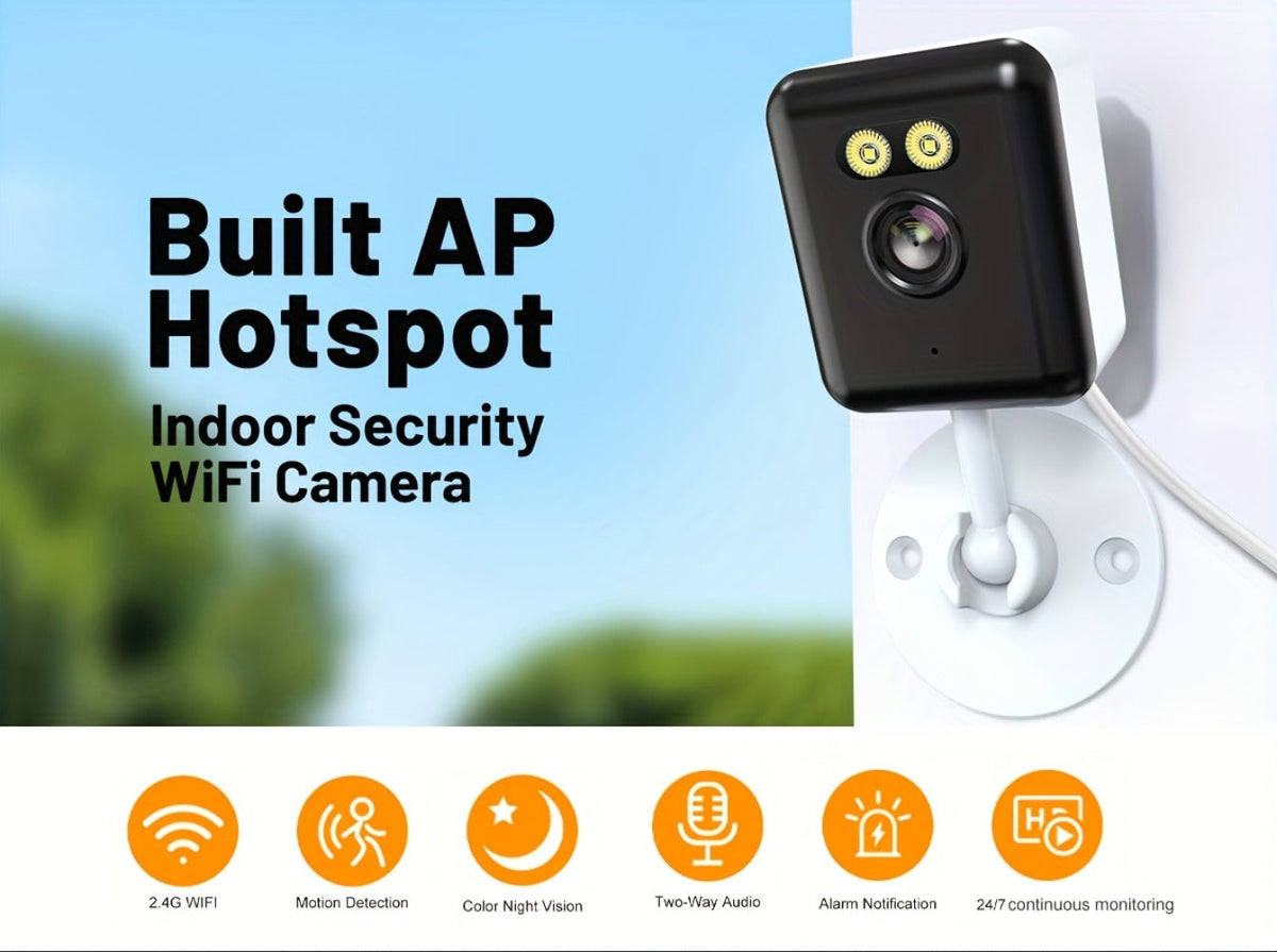 AI-Powered 3MP Indoor Security Camera 2-Pack, Humanoid Detection, Alexa Compatible, Full-Color Night Vision, Two-Way Audio, Smart Motion Alerts, 2.4G WiFi – Home Baby Pet Video Monitoring