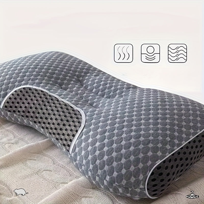 Cervical Contour Neck Massage Pillow – Ergonomic Bone-Shape Support with Detachable Moisture-Absorbing Cover | Soft High-Quality Pillow Core for Deep Sleep & Neck Pain Relief
