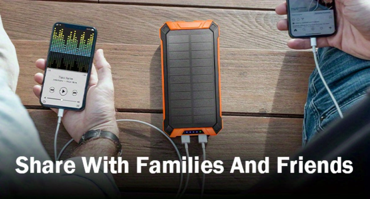 Solar Power Bank 46800mAh Wireless Charging 4 Built-in Cables Dual LED Flashlight 15W Fast Charge Outdoor Camping Hiking Emergency Battery Pack iPhone Android Red Green Blue Black Orange