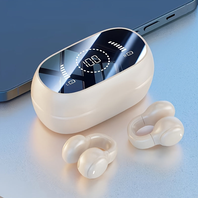 Mirror Display HiFi Wireless Earbuds Anti-Leakage In-Ear Design, Fingerprint Touch Control, Type-C Charging, LED Case, AI Translation Option, Semi-Open TWS Earphones for Calls Sports Videos