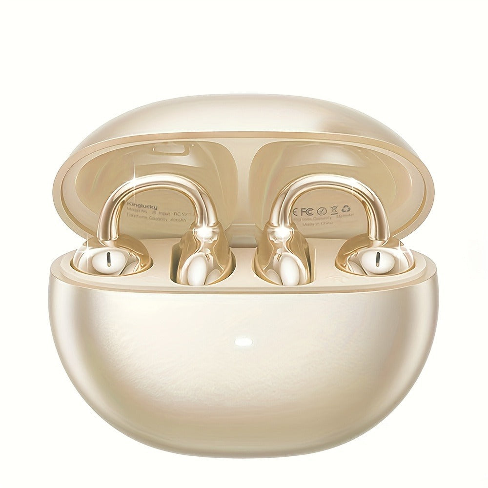 Clip On Wireless Earbuds Open Ear Bluetooth Headphones with Detachable Gemstone Earrings ANC Noise Reduction HD Stereo Hands-Free for Sports Exercise Work Study Outdoors