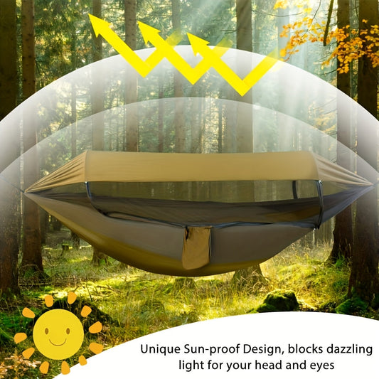 Camping Hammock with Mosquito Net, 210T Nylon, Tree Straps and Storage Bag