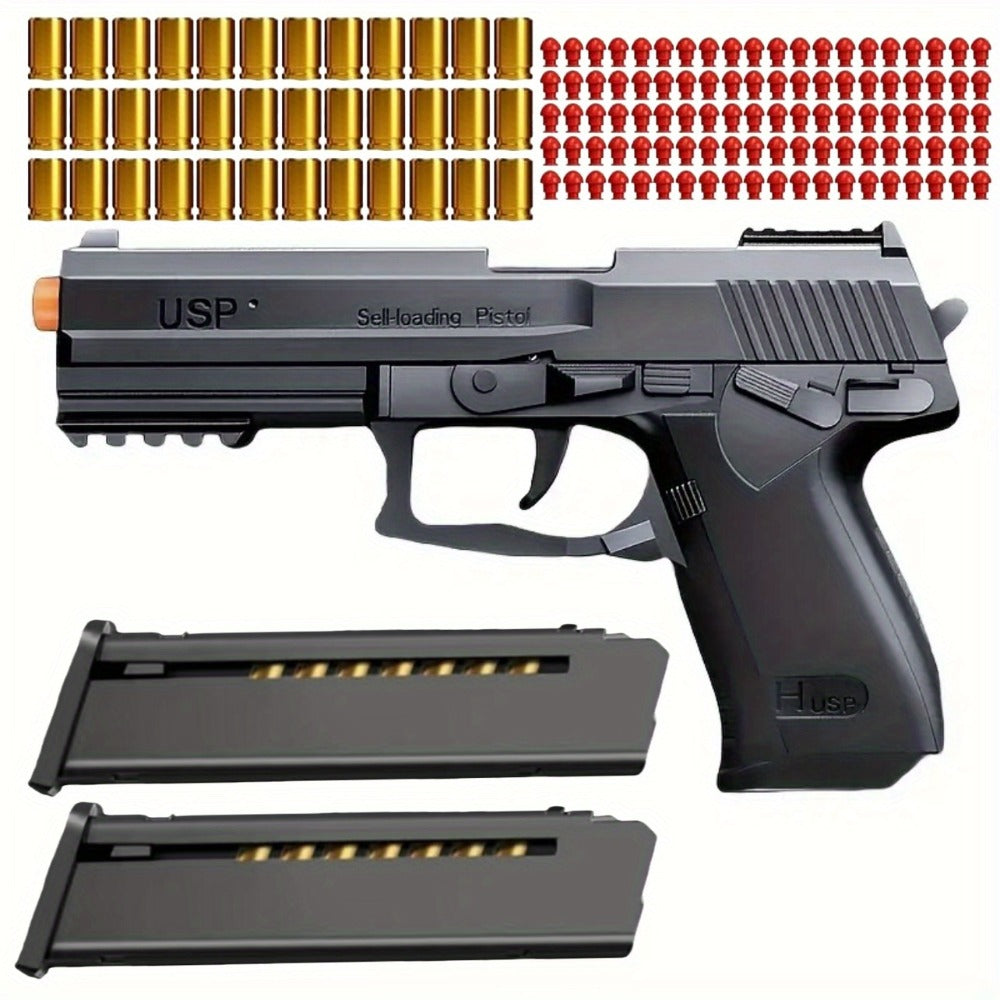 USP Soft Clip Toy Gun Pistol with Continuous Shooting – 100 Bullets & 2 Magazines Rapid Fire Foam Blaster for Kids Boys Girls Ages 6+, Outdoor Shooting Game Halloween Thanksgiving Christmas Birthday Gift