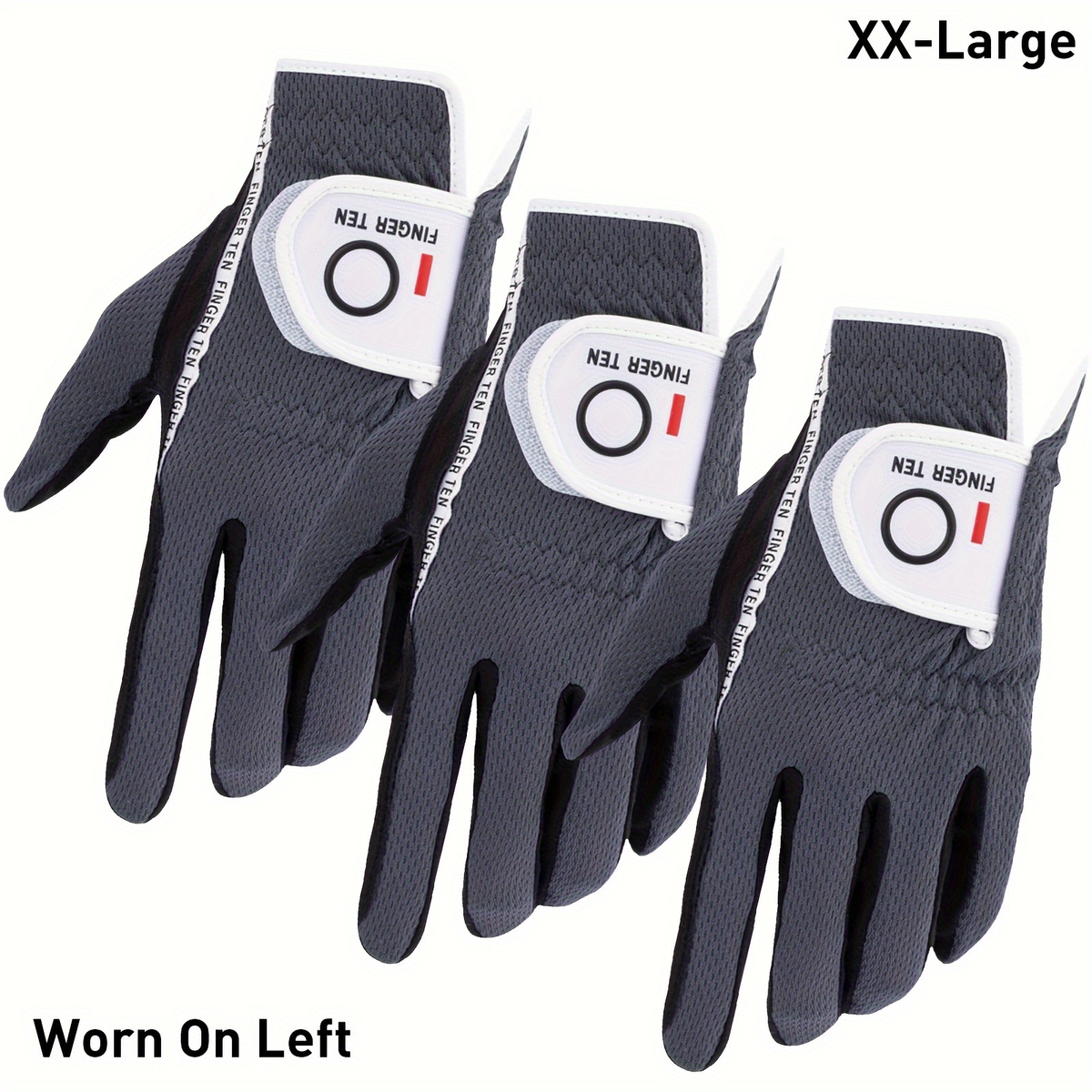 Wet Weather Golf Gloves Rain Grip 3-Pack for Men | Breathable Water-Resistant Golf Gloves for Left & Right Hand – Durable Comfortable Fit in Hot & Wet Conditions (Black, Gray, White | S–3XL)