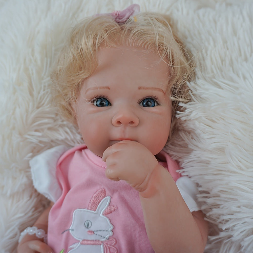 16-Inch Reborn Baby Doll with Rooted Hair and Soft Cloth Body
