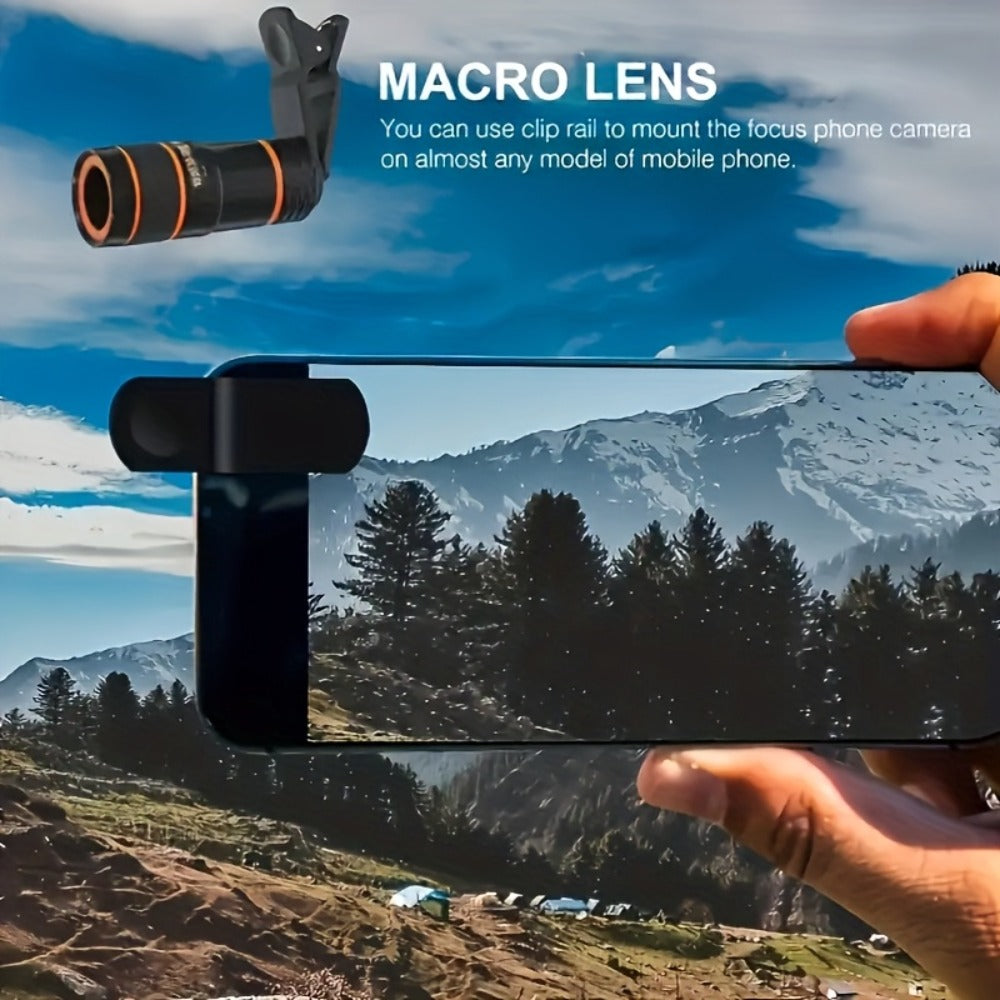 Portable Telephoto Zoom Lens for Smartphone – HD 2-in-1 Wide-Angle & Telephoto Clip-On Mobile Camera Lens, Precision Focus Ring, Universal iPhone & Android Fit, Travel Photography