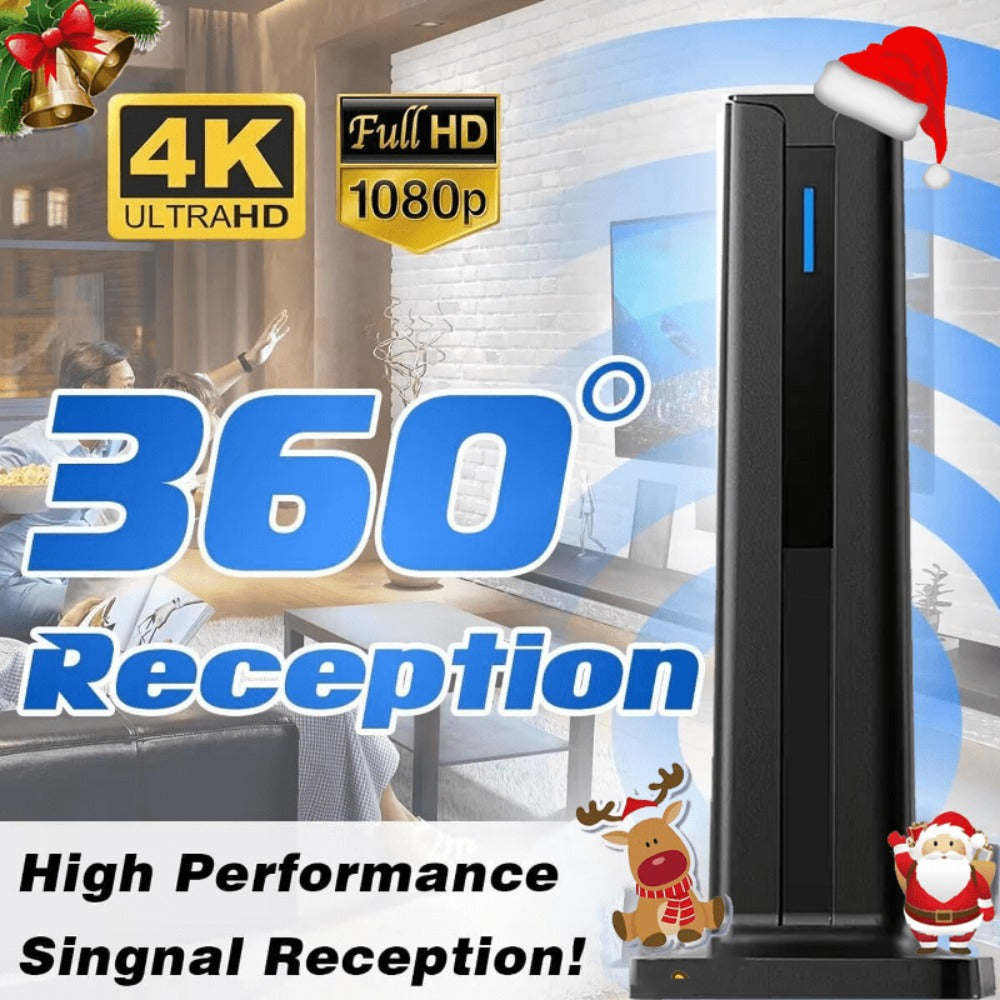 Magnetic Base TV Antenna Indoor – 4K 1080P HD, VHF & UHF Signal Booster Amplifier, Portable Digital Antenna for All TVs, 1pc or 2pcs Bundle