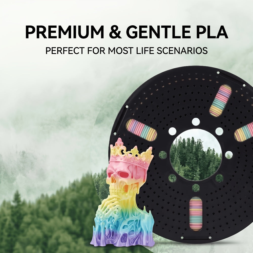 High Gloss PLA Filament 1.75mm 1kg Low Warping – Black White Dual Tri Rainbow Multicolor 3D Printer Filament ±0.02mm | Shiny PLA Spool for Creality Ender 3 5 Neo Bambu Lab Prusa FDM Printers