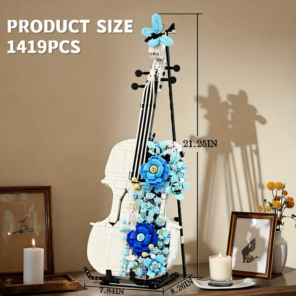 Flower Violin Building Block Set, 1,419-Piece 3D Model