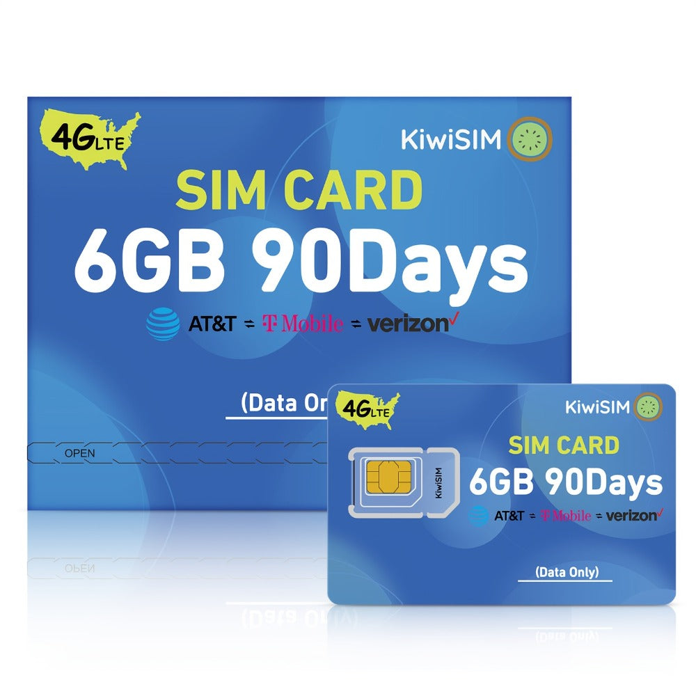 Prepaid Data SIM Card USA 4G LTE KIWISIM Auto-Switch AT&T & T-Mobile – No Contract No Monthly Fee, 6GB 8GB 24GB Plans for Security Cameras GPS Trackers Mobile Hotspots IoT Tablets Smartwatches