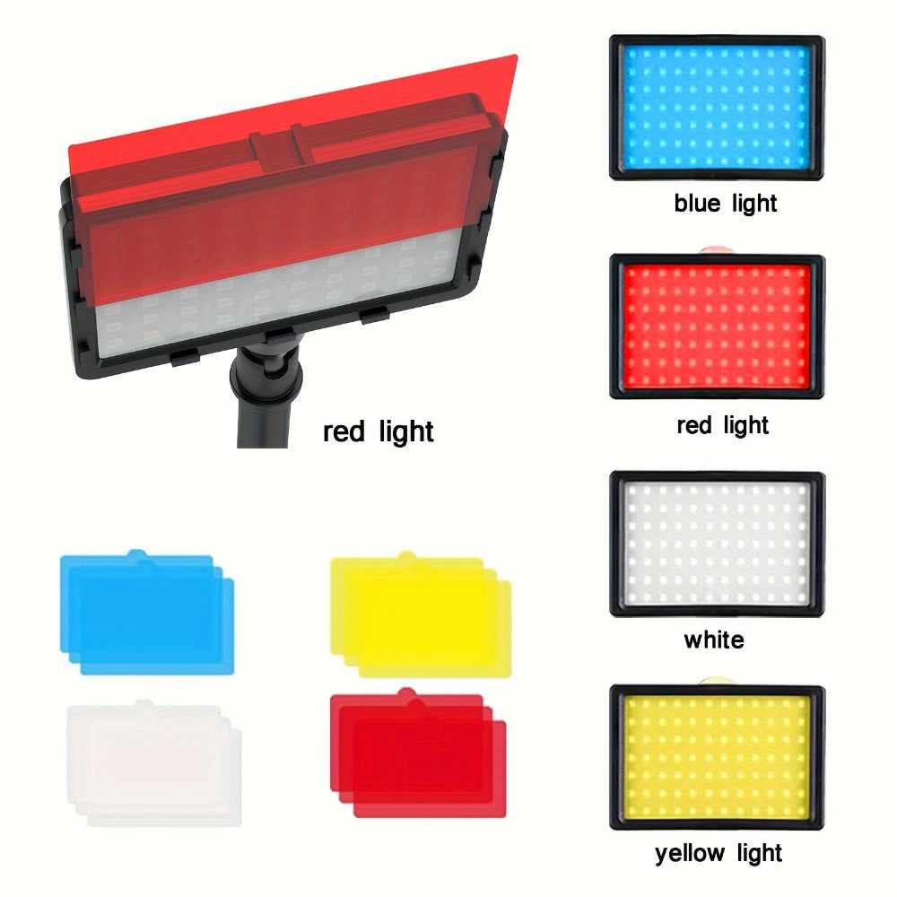 LED Video Light Panel 5600K Dimmable Photography Lighting Kit with Adjustable Tripod Stand & 4 Color RGB Filters for Vlogging Streaming Studio Table Top Photo Video Shooting Content Creator
