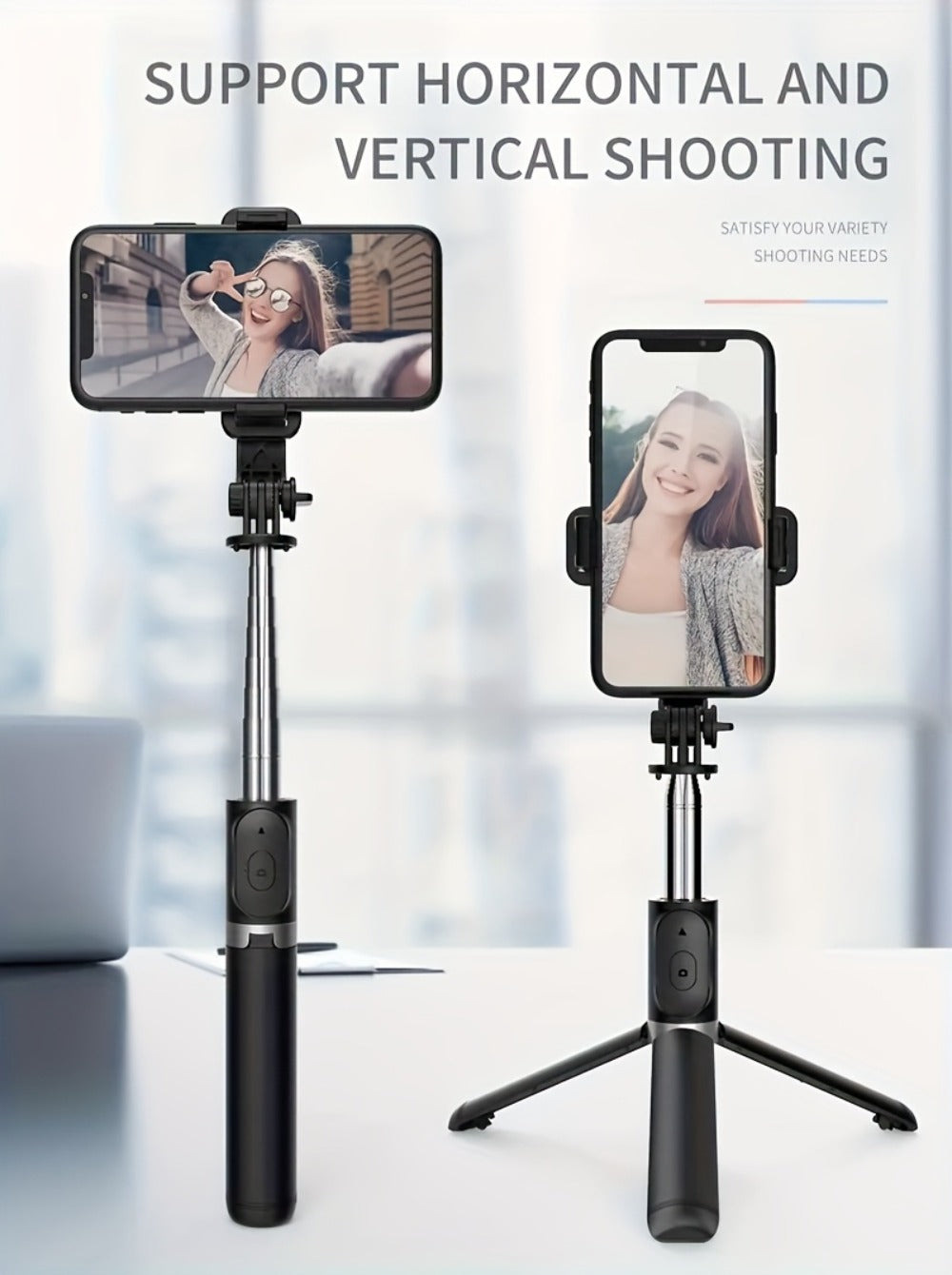 Portable Selfie Stick Tripod 40 Inch Floor Stand with Wireless Remote & Anti-Shake Base – Extendable Compact Phone Tripod for Travel Vlogging, TikTok Live, Outdoor Filming, iPhone & Android