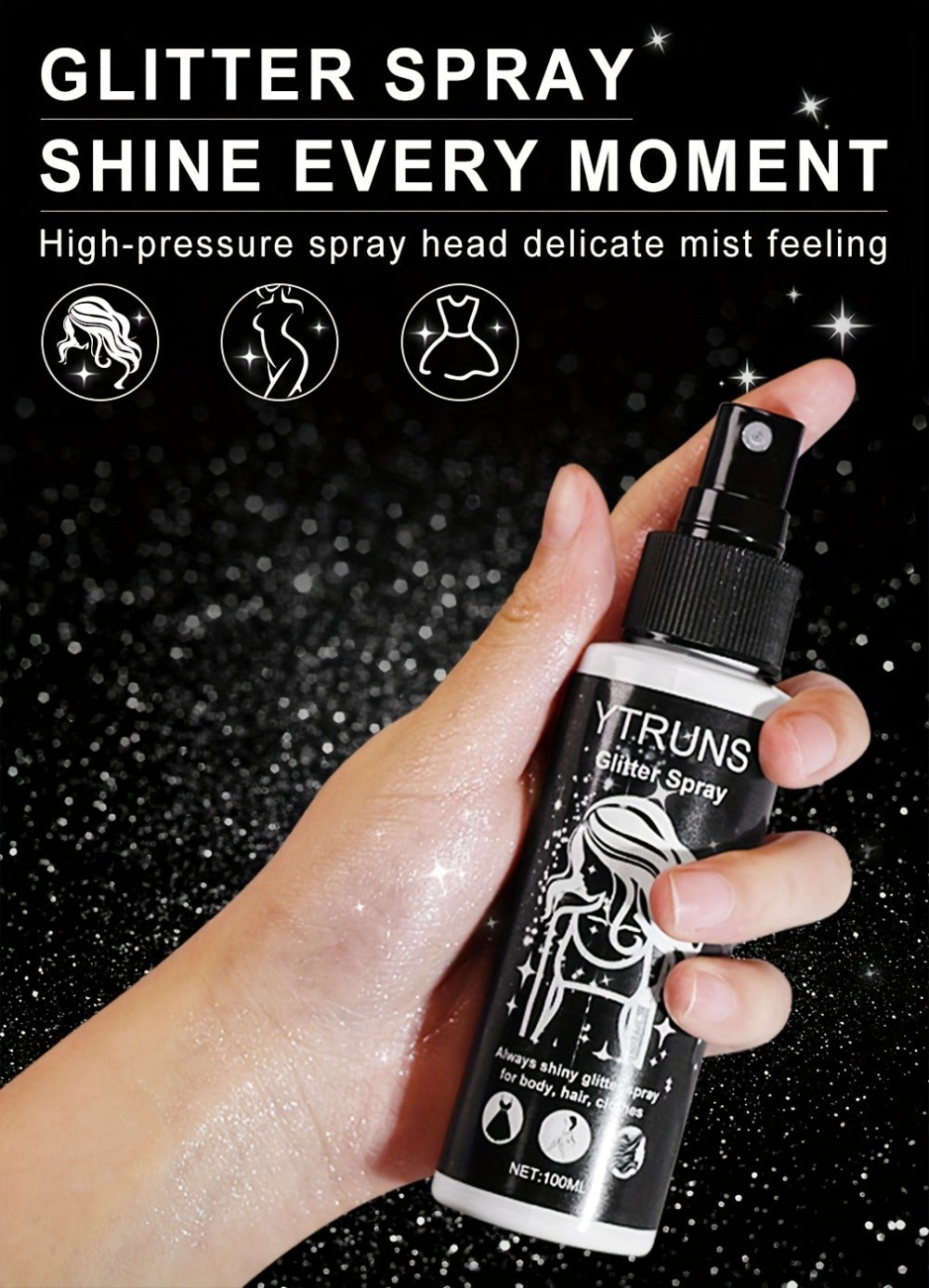 Glitter Spray for Hair & Body Quick Dry Shimmer Spray – High-Gloss Body Glitter for Face Lips Eyes Skin Festival Rave Party Photoshoot Everyday Glam Set 2pc & 3pc Options Women Teens