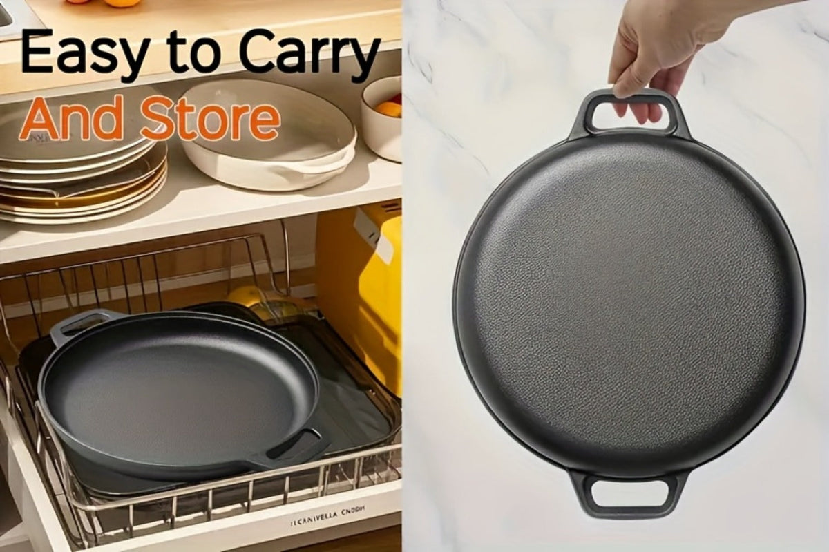 Cast Iron Frying Pan Non-Stick 11 Inch 28cm – Rust-Proof Anti-Deformation Even Heating | Oven & Induction Safe Skillet for Pizza Barbecue & Camping | Durable Cast Iron Pan Single or 2-Pack