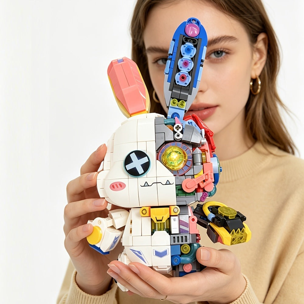 Mechanical Rabbit Building Block Display Model, Pink Punk Style
