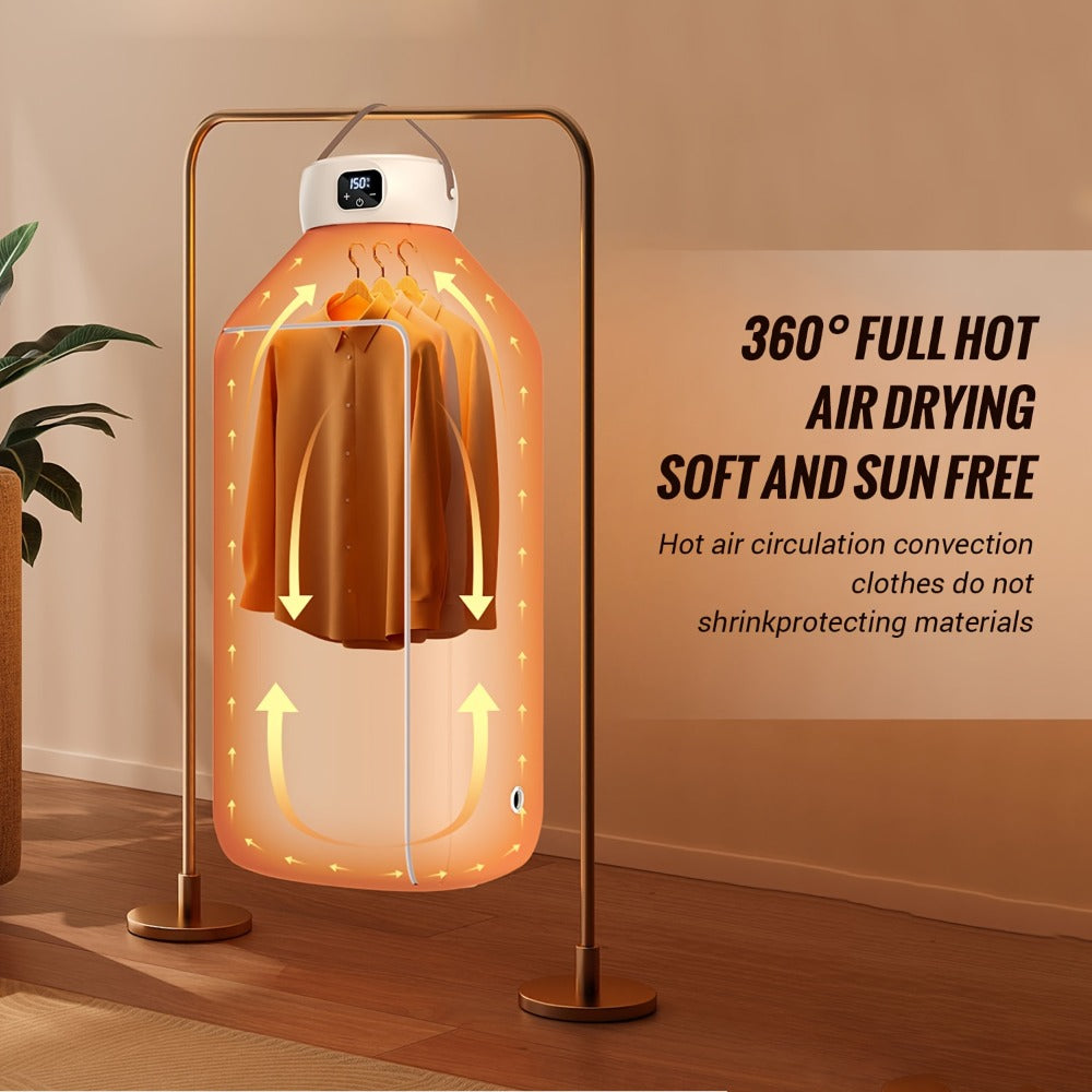 Portable Electric Clothes Dryer 600W Dual Mode Warm Hot Air Timer 1H 2H 8H Compact Mini Dryer Machine with Dryer Bag for Apartments Dorms RVs Travel Small Spaces